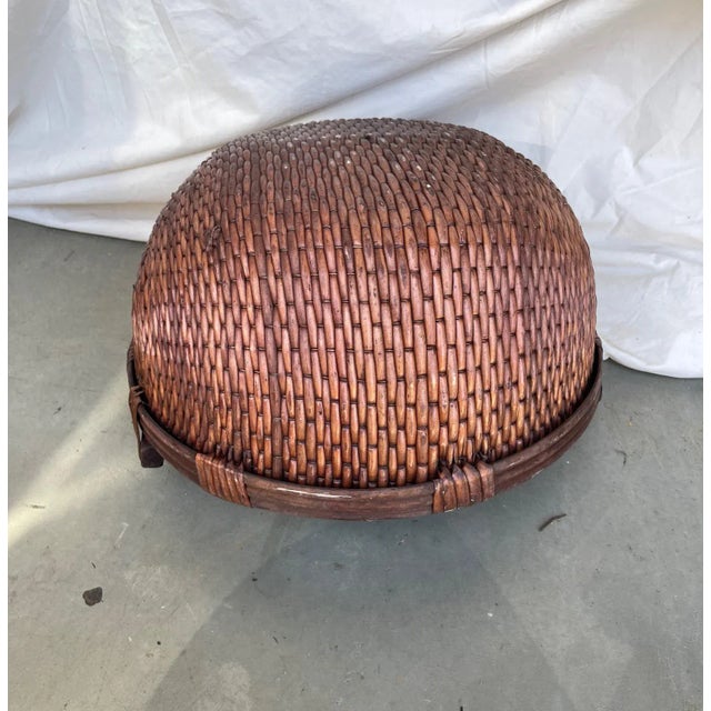 Vintage Asian Woven Willow Gathering Basket For Sale - Image 4 of 6