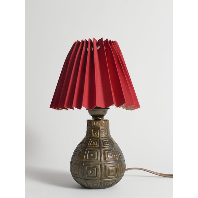Geometrical Pattern Relief Zoca Table Lamp by Sonja Katzin for Nilsjohan, Sweden, 1950s For Sale - Image 3 of 16