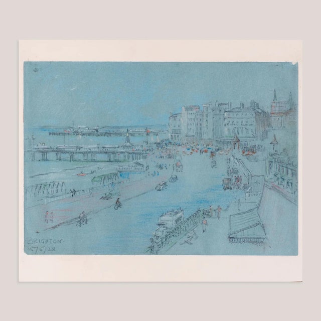 Brighton Pier and Royal Albion Hotel, 1938, Original Pencil Drawing, in Good conditions. Designed 1920 to 1949