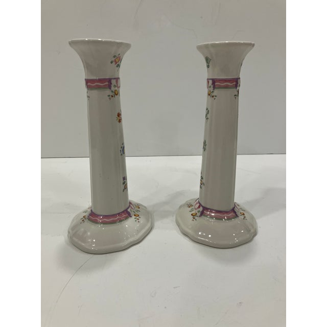 1990s Pair of Laura Ashley Candlesticks For Sale - Image 5 of 5