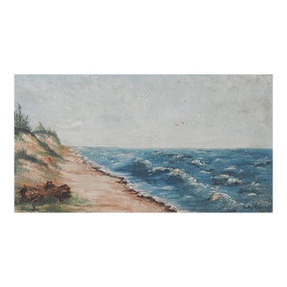 Mid 20th Century Coastal Sand Dunes Beach Seascape Painting For Sale