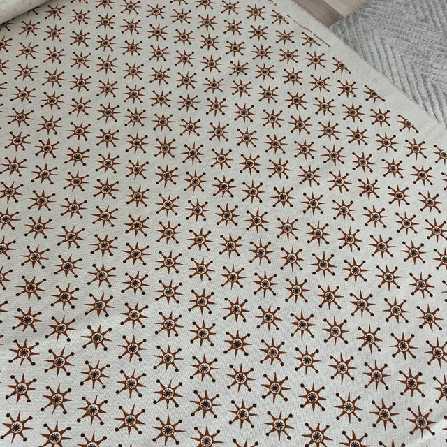 Contemporary Virginia Kraft Caramel Bark Prinz Estate Collection Hand Printed Linen Fabric- 6 Yards For Sale - Image 3 of 8