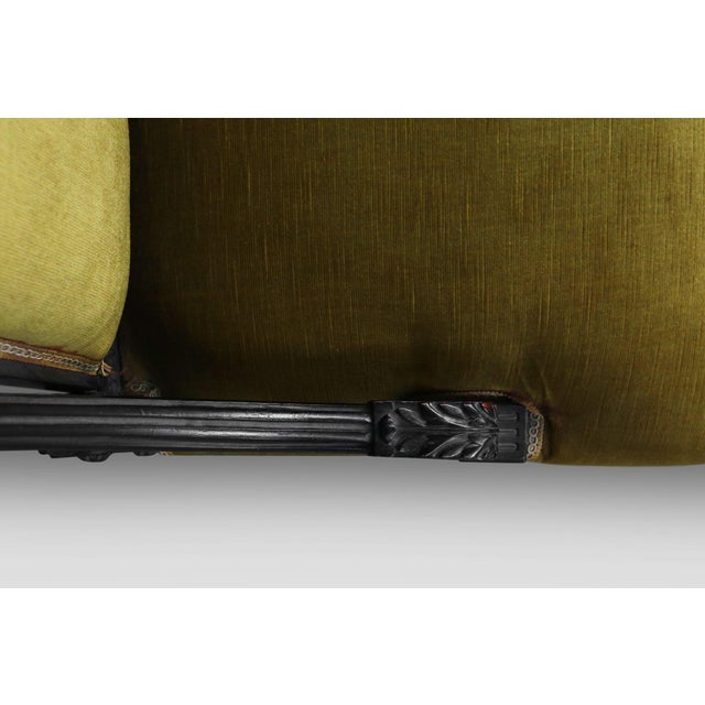 Empire French Black Wood and Velvet Armchair, 1850s For Sale - Image 9 of 12