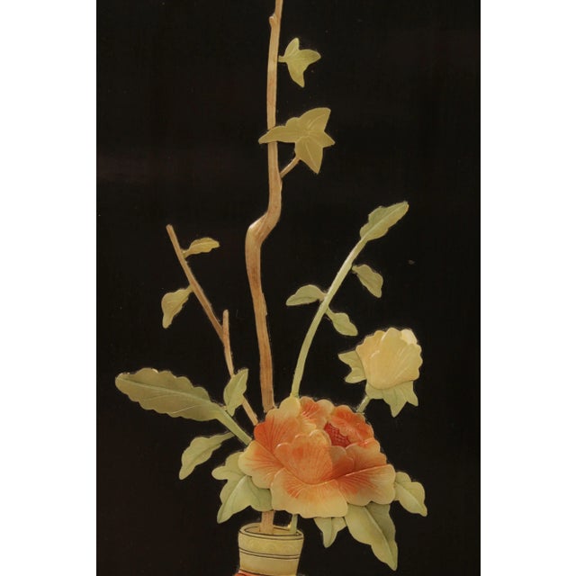 Vintage Chinese Lacquered Carved Soapstone Panels - Set of 4 For Sale - Image 10 of 13