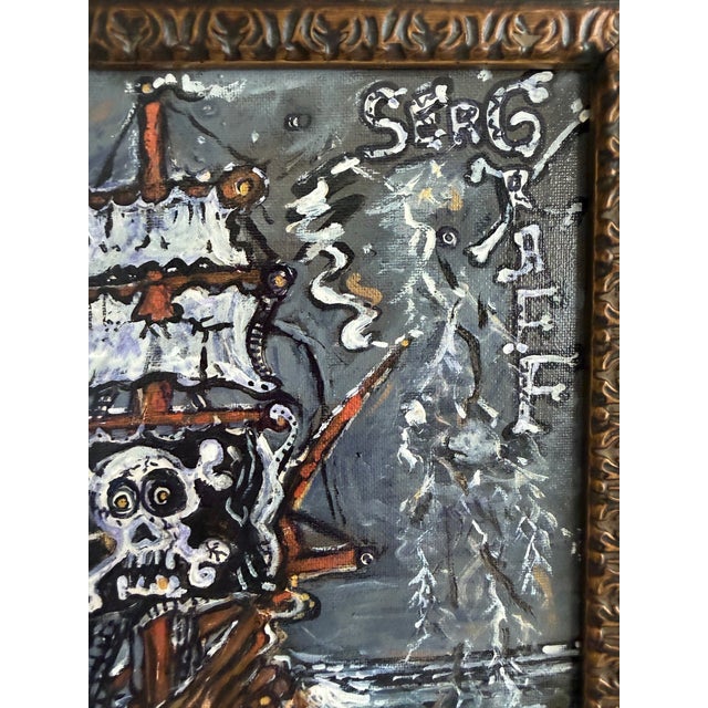 Traditional Serg Graff "Haunted Pirate Ship" Original Acrylic Painting Fantasy Maritime Art For Sale - Image 3 of 11
