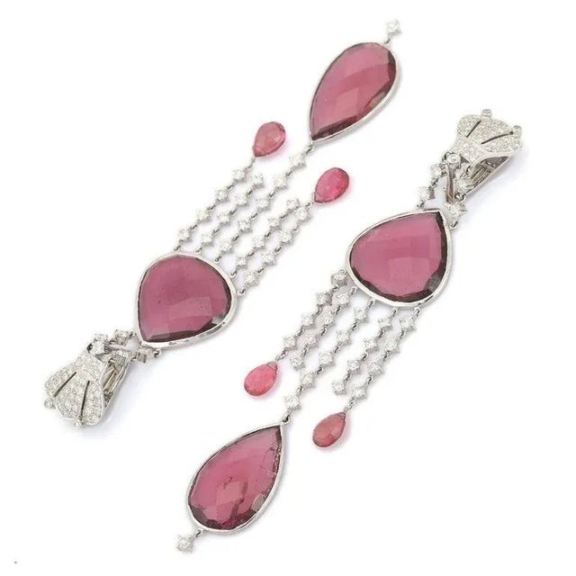 Not Yet Made - Made To Order 50.5 Carat Ruby & Diamond Victorian Chandelier Earrings in 18k Gold- A Pair For Sale - Image 5 of 11