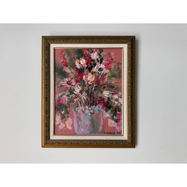 Mid-Century Modern 1980s Norma Malerich “Bunch O’ Beauty” Original Oil on Canvas Painting For Sale - Image 3 of 12