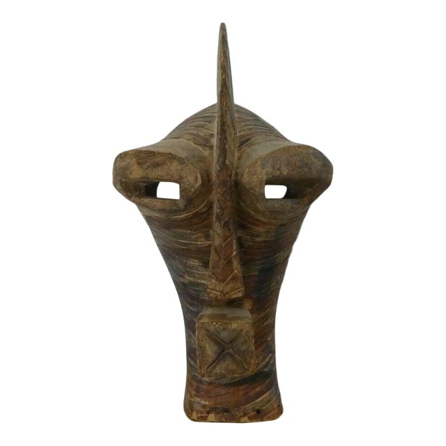 African Songye Mid Century Hand Carved Wooden Tribal Mask For Sale