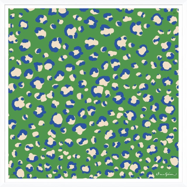 Contemporary Bright Cheetah in Hunter Green By Dana Gibson, Framed Art Print For Sale - Image 3 of 3
