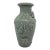 Vintage Celadon Green Crackle Glaze Porcelain Lotus Frog Relief Vase 9 Inch For Sale