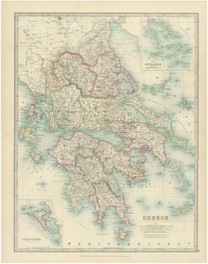 Antique Map of Greece and the Cyclades by Aeg, 1903