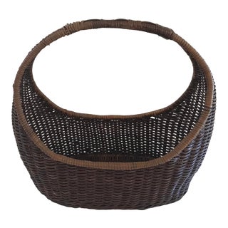 Vintage Round Handle Basket For Sale