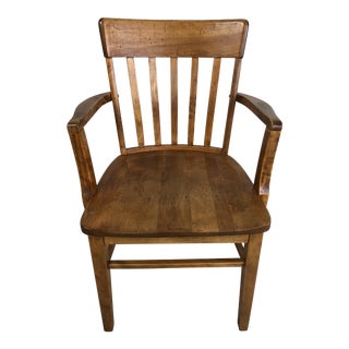 Vintage Maple Wood Desk Chair With Arms For Sale