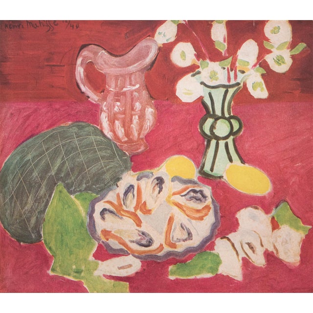 Raspberry Red 1946 After Matisse "Christmas Roses and Oysters", Aged First Edition Period Offset Lithograph For Sale - Image 8 of 11