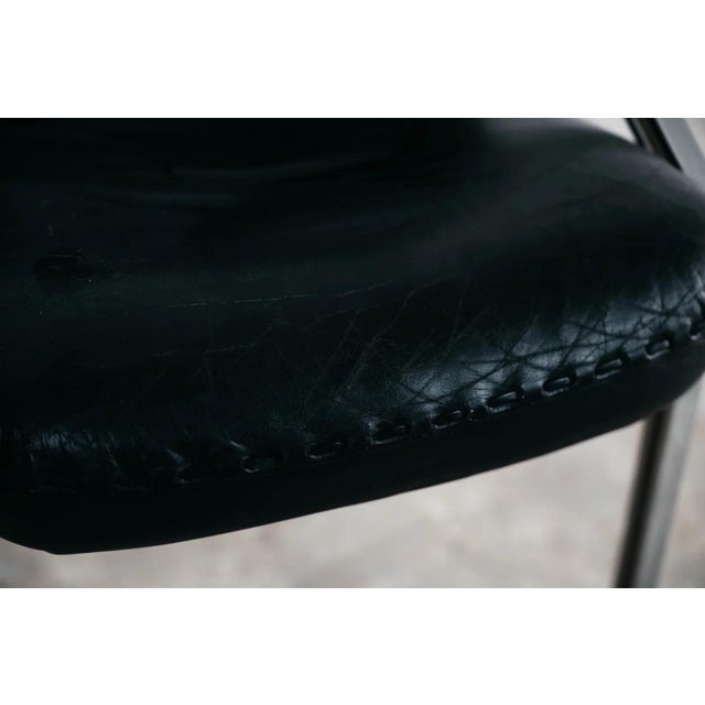 Modern Dining Armchairs in Steel and Leather from Mobil Girgi, 1970s, Set of 4 For Sale - Image 15 of 18