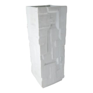 Mid-Century Modernist Faux Bois White Vase by Heinrich For Sale