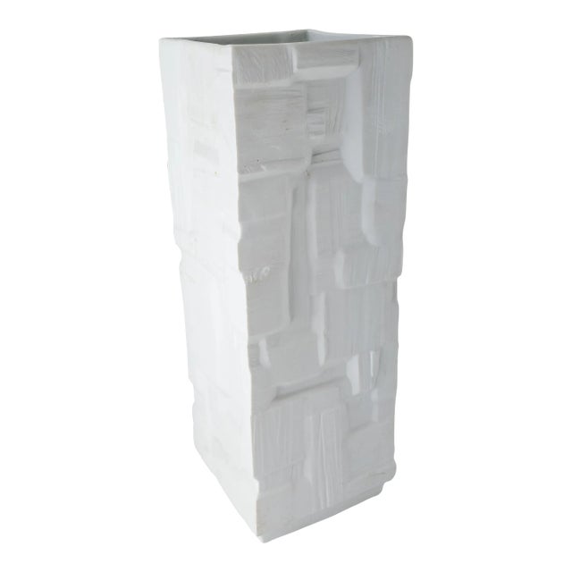 Mid-Century Modernist Faux Bois White Vase by Heinrich For Sale