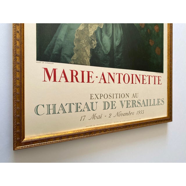 Madame Vigee Le Brun Vintage 1955 Neoclassical Mourlot Lithograph Print Framed French Exhibition Poster " Marie Antionette With a Rose " 1783 For Sale - Image 9 of 15