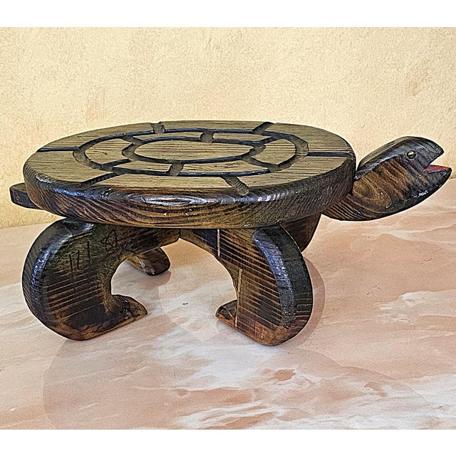 Vintage Hand-Carved Wooden Turtle Stool by e.b. Lovett For Sale - Image 16 of 18