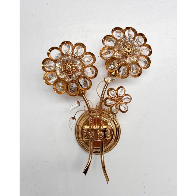 Art Deco Brass and Crystal Wall Lamp from Palwa, 1960s For Sale - Image 13 of 16