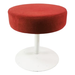 Vintage Space Age Stool in Fabric and Metal, 1970s For Sale