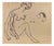 Mino Maccari, The Couple, Nude, Watercolor and Charcoal, 1960s For Sale