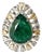 Set in 18k Gold, 10.40 Carats Zambian Emerald & Rose Cut Diamond Engagement Ring, Size 6 For Sale