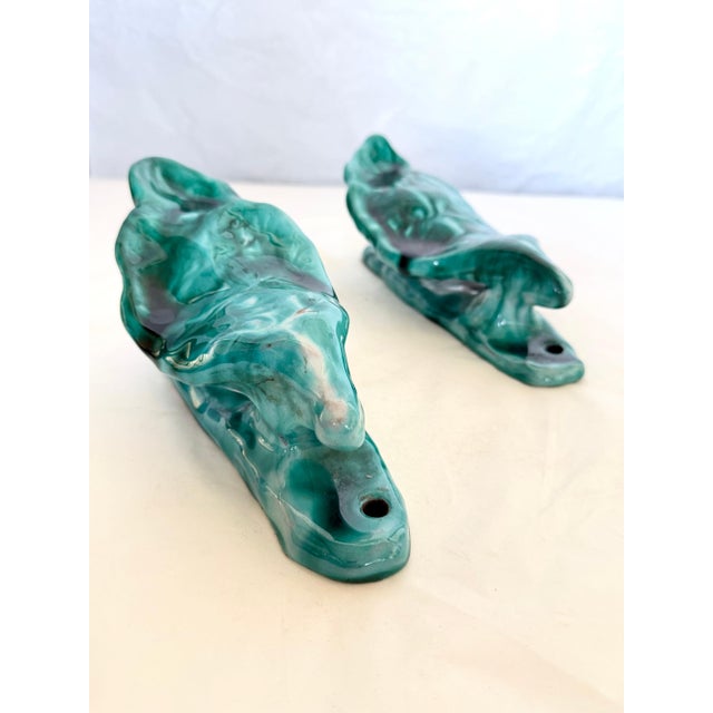 Mid-Century Modern Handcrafted Teal Enameled Door Handles by Gabbianelli, 1950s, Set of 2 For Sale - Image 3 of 18