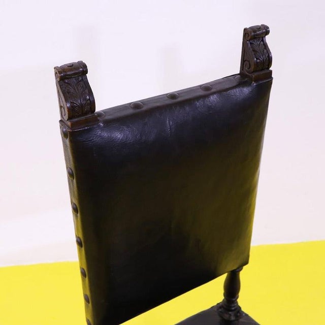 Wood Renaissance Style Chair in Wood and Leather with Studs For Sale - Image 7 of 13