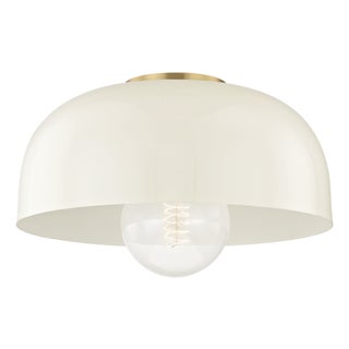 Mitzi Avery 14 in. 1 Light Flush Mount in Aged Brass and Cream Finish For Sale