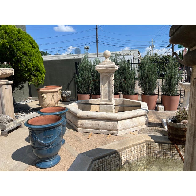 Metal Le Louvre Carved Limestone Center Fountain From the South of France For Sale - Image 7 of 16