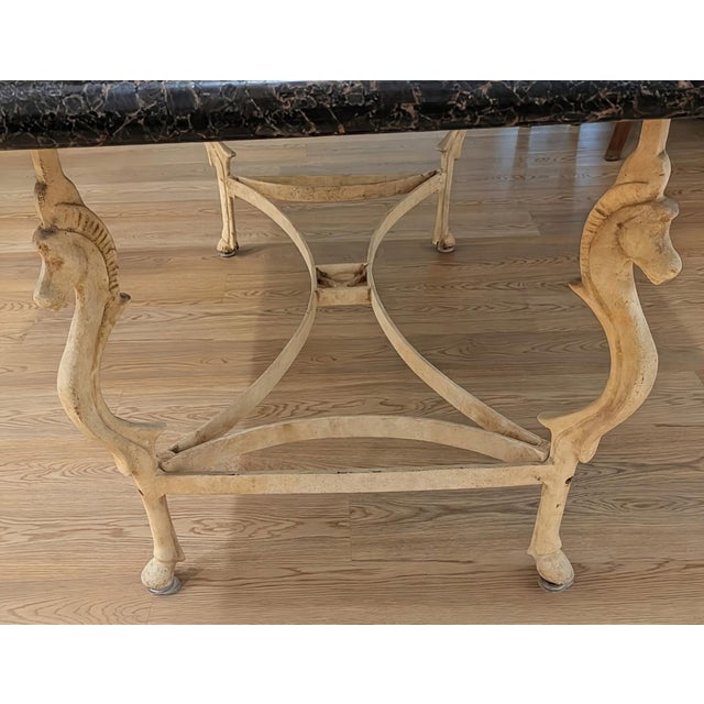 Metal Maison Jansen Style Granite Dining Table With Cast Iron Seahorse Base For Sale - Image 7 of 10