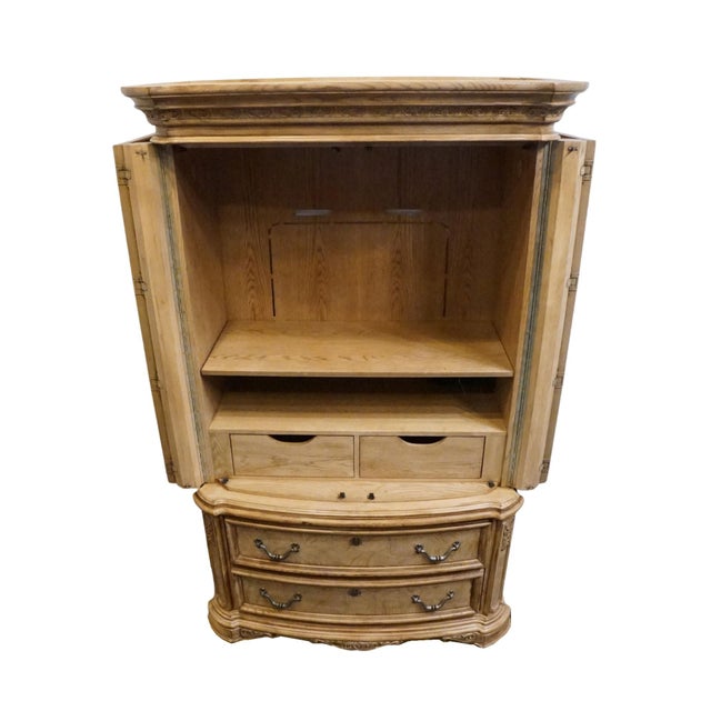 Early 21st Century American Drew Maple Old World Mediterranean 53" Media Cabinet Armoire 121-270 / 121-271 For Sale - Image 5 of 16