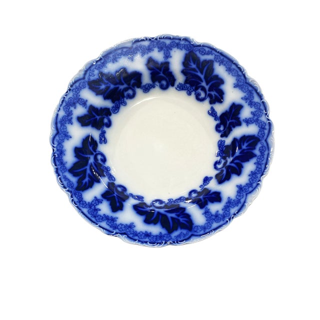 Vintage Johnson Brothers Flow Blue Normandy Decorative Soup Plate 9" For Sale - Image 4 of 9