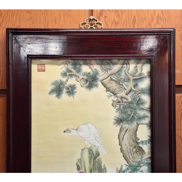 Chinese Chinese Framed Porcelain Bai Ying Tu Plaque For Sale - Image 3 of 5