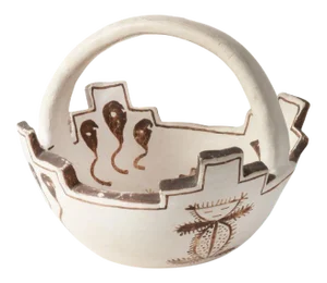 Zuni Prayer Bowl With Handle Signed Jennie Laate