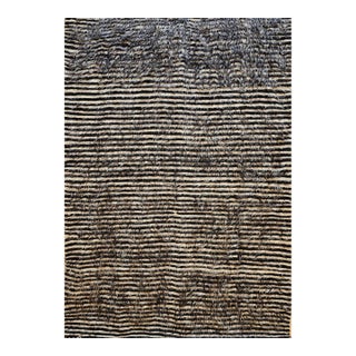 Vintage Turkish Tulu Rug, Handwoven, Shaggy Wool Pile, Stripe Design, 4' x 6' For Sale
