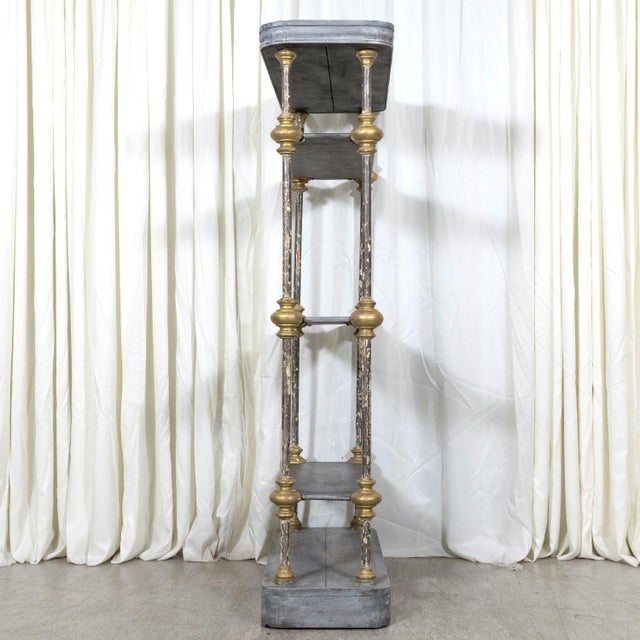 Large Bespoke French Industrial Artist's Shelf or Étagère With 19th Century Giltwood Fragments For Sale - Image 16 of 17
