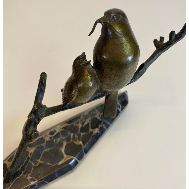 André Vincent Becquerel (French, 1893–1981) Art Deco Bronze Bird Sculpture on Portoro Marble Base, circa 1935 Signee André...