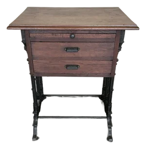 19th Century Gothic Cast Iron & Walnut Industrial Work Table Stand