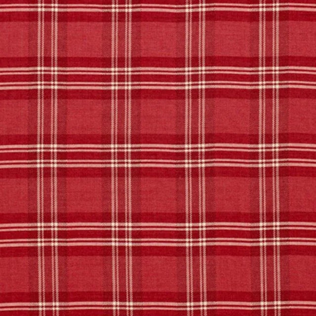 Sample - Schumacher Check Rustique Fabric in Cranberry For Sale