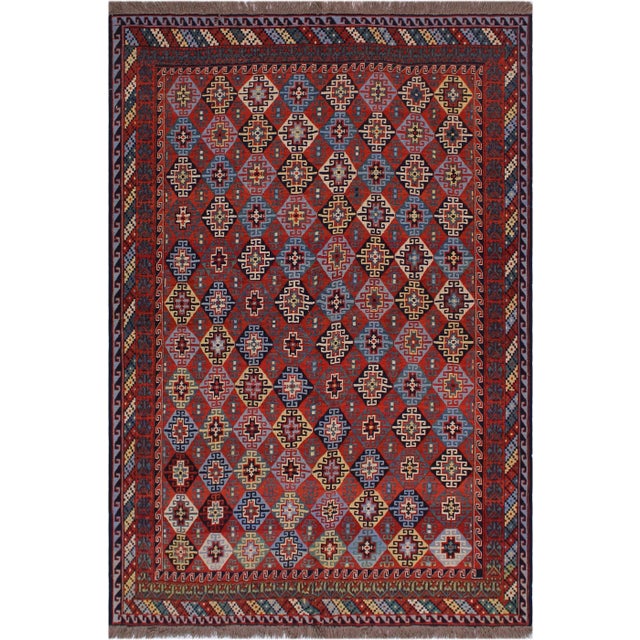 1970s Semi Vintage Tribal Soumakh Wool Rug - 6'4" X 8'6" For Sale - Image 9 of 9