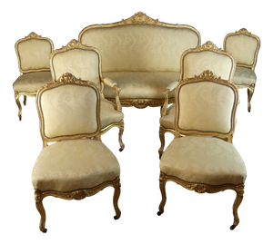 19th Century Gilded Wood Living Room, Set of 7