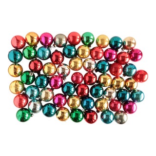 Vintage Colorful Glass Christmas Ornaments - Set of 60 For Sale