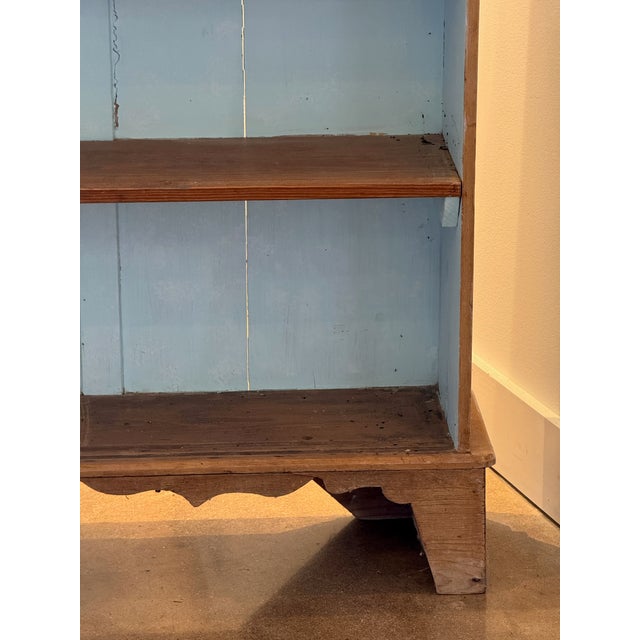 19th Century Pine Open Bookcase With Painted Blue Interior For Sale - Image 6 of 13
