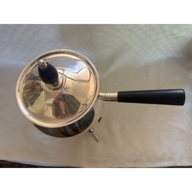F.B. Rogers Silver Co. 1950s Mid Century Modern Silver Plate Fondue Pot Warmer For Sale - Image 4 of 11
