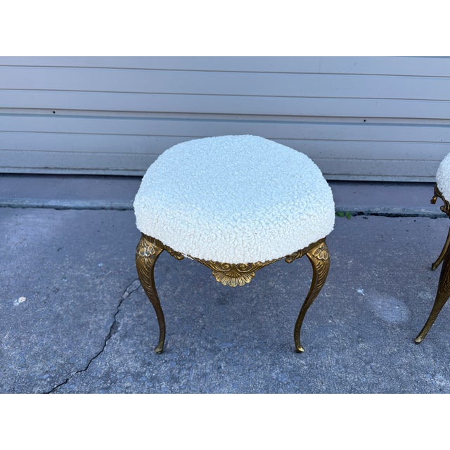 1950s Pair of Italian Chiavari Brass Ottomans For Sale - Image 10 of 12