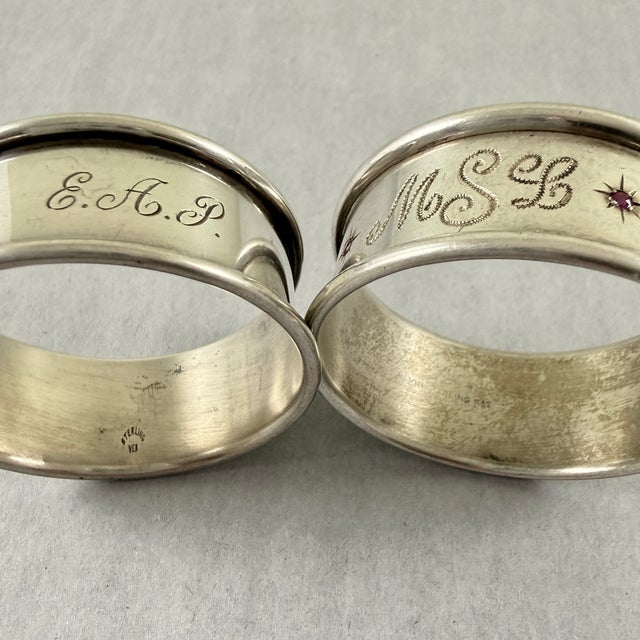 Estate Sterling Silver Napkin Rings, Mixed Set of Four For Sale - Image 14 of 14