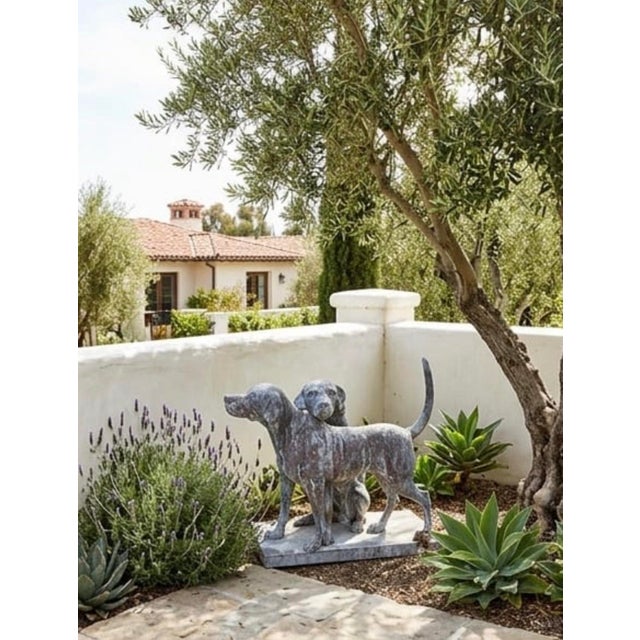 Large Vintage French-Style Cast Iron "Snuggling Dogs" Garden Statue For Sale - Image 10 of 12