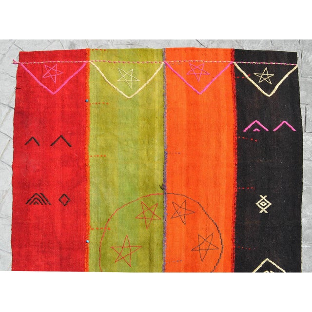 Vintage Turkish Rug Hand Woven Tribal Kilim Tapestry Area Rug Wall Decor - 4′2″ × 6′4″ For Sale - Image 10 of 13